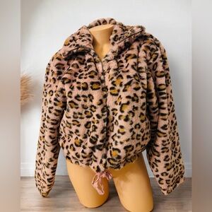 Bomber Jacket Teddy Victoria’s Secret PINK Know One Cares Pink Leopard M